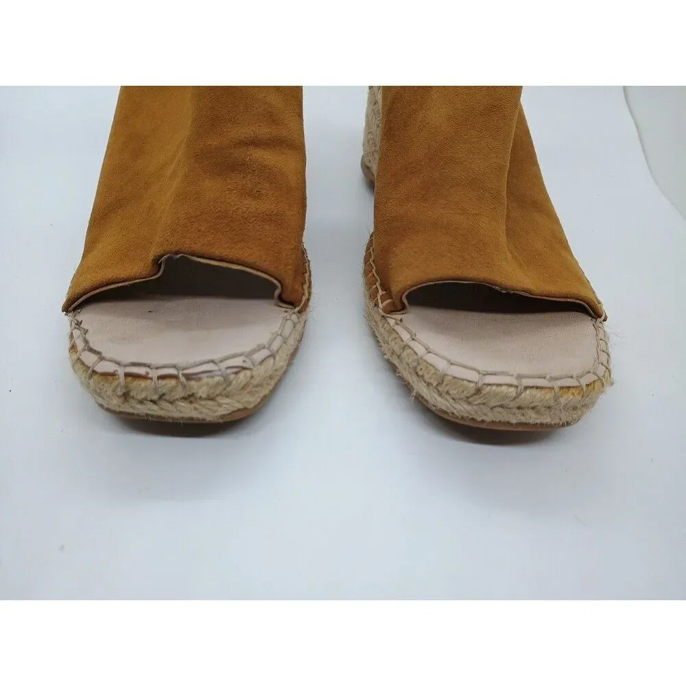 ZARA DESIGNER Sandals Womens Sz EU 38/8.5 Tan Suede Espadrilles Wedge Heels